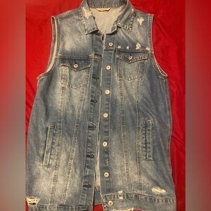 Distressed Denim Vest